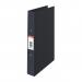 The photo shows a black Esselte Standard Ring Binder made by ACCO Brands. It features a 25mm 2 Round Ring mechanism and is made of Polypropylene. The outer carton contains 10 binders.