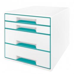 Cheap Stationery Supply of Leitz WOW CUBE Drawer Cabinet, 4 drawers (2 big and 2 small). A4 Maxi. White/ice blue Office Statationery