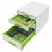 Leitz WOW CUBE Drawer Cabinet, 4 drawers (2 big and 2 small). A4 Maxi. Whitegreen. 52132054