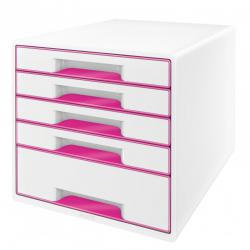 Cheap Stationery Supply of Leitz WOW CUBE Drawer Cabinet, 5 drawers (1 big and 4 small). A4 Maxi. White/pink Office Statationery