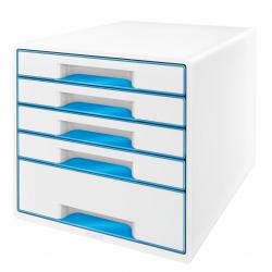Cheap Stationery Supply of Leitz WOW CUBE Drawer Cabinet, 5 drawers (1 big and 4 small). A4 Maxi. White/blue Office Statationery
