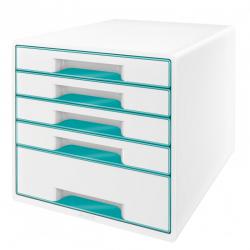 Cheap Stationery Supply of Leitz WOW CUBE Drawer Cabinet, 5 drawers (1 big and 4 small). A4 Maxi. White/ice Blue Office Statationery