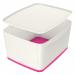 The Leitz Storage Boxes are large and trendy, with a capacity of 18 litres. They come in a white and pink design, perfect for any modern workspace. The boxes have a lid and dimensions of W 318 x H 198 x D 385 mm. Each outer carton contains 4 boxes.