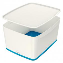 Cheap Stationery Supply of Leitz MyBox WOW Large with lid, Storage Box 18 litre, W 318 x H 198 x D 385 mm. White/blue - Outer carton of 4 Office Statationery