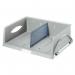 The photo showcases four grey Leitz Sorty Standard Letter Trays neatly stacked in an outer carton. The open trays measure W370xD272xH90mm, providing ample space for organizing papers and documents. The sleek design and strong construction make these letter trays both practical and stylish.