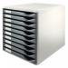 This photo shows a sleek grey filing unit with 10 drawers, made by ACCO Brands. The drawers are labeled with the Leitz Form Set logo, giving it a professional and organized look. Perfect for storing A4 sized documents.