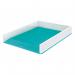 The Leitz letter trays feature a sleek dual colour design in white and ice blue. It is perfectly sized to fit A4 documents, making it ideal for organizing and storing papers on your desk.