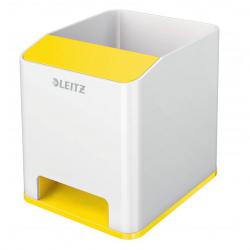 Cheap Stationery Supply of Leitz WOW Sound Pen Holder. With sound boosting function for smartphone. White/yellow. Office Statationery