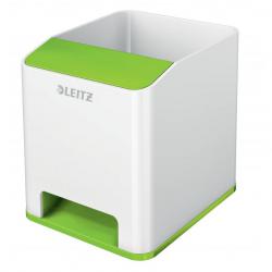 Cheap Stationery Supply of Leitz WOW Sound Pen Holder. With sound boosting function for smartphone. White/green Office Statationery