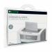 A photo of Leitz Shredder Oil and Leitz IQ Oil Sheets shows small bottles and white sheets of finely coated paper. The products are placed on a white background, showcasing their clean and simple packaging design.