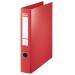 The photo shows a red Esselte Standard Ring Binder, made of durable polypropylene material and able to hold A4 sized documents up to 40mm thick. The outer carton contains 12 binders.