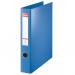 This photograph shows a set of 12 blue Esselte standard ring binders from ACCO Brands. Each binder is made of polypropylene and has a 40mm capacity, perfect for organizing and storing A4 sized documents. The outer carton provides extra protection for these durable binders.