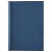 The image shows a blue thermal binding cover from ACCO Brands, specifically the GBC LeatherGrain™ ThermaBind® Cover. It is for A4-sized documents and has a thickness of 1.5mm. There are 100 covers in the pack.