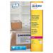 This image shows a pack of 250 Avery address labels, with 10 labels per sheet. The labels are weatherproof and suitable for shipping. The design features the Avery logo and product name. The labels appear neatly stacked and ready for use.