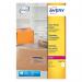 The photo features a pack of 25 Avery Laser Labels, specifically designed for parcels. Each label has a clear background and can print one label per sheet. Perfect for organizing and labeling packages with ease.