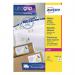 This photograph shows a pack of Avery Address Labels. The labels are white and have dimensions of 63.5x46.6mm. The pack contains 4500 labels with Ultragrip Laser technology.