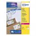 The image shows a pack of Avery Laser Labels, with the label dimensions of 99.1x93.1mm in white. The pack contains 600 labels and they have an Ultragrip feature, making them easily manageable for laser printers.