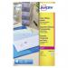 This photo features a pack of Avery Laser Mini Labels in the size of 38x21mm. The labels are clear and each sheet contains 65 labels. The pack contains a total of 1625 labels, perfect for labeling multiple items.