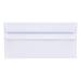 The picture shows a stack of 5 Star DL envelopes, with a white color and self-sealing flap. Each envelope measures 220x110mm and is made of 80gsm paper. The pack contains 1000 envelopes, all certified by PEFC for sustainable sourcing.