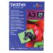 The image shows a pack of 20 Brother A3 Premium + Glossy Photo Paper, featuring a glossy finish. The paper is specifically designed for use with Brother printers, ensuring high-quality prints and vivid colors. Its A3 size makes it suitable for larger photo prints and projects.