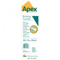 Cheap Stationery Supply of Fellowes Apex Plastic Binding Combs 12mm Black (Pack of 100) 6201101 BB58496 Office Statationery