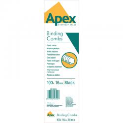 Cheap Stationery Supply of Fellowes Apex Plastic Binding Combs 16mm Black (Pack of 100) 6202301 BB58500 Office Statationery