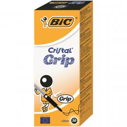 Cheap Stationery Supply of Bic Cristal Grip Ballpoint Pen Medium Black (Pack of 20) 802800 BC00405 Office Statationery