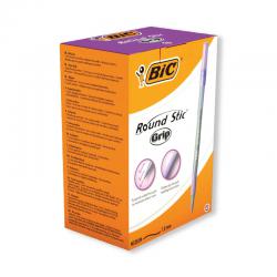 Cheap Stationery Supply of Bic Round Stic Grip Ballpoint Pen Purple (Pack of 40) 920412 BC34578 Office Statationery