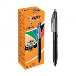 Cheap Stationery Supply of Bic 4 Colours Grip Pro Retractable Ballpoint Pen (Pack of 12) 892293 BC49950 Office Statationery