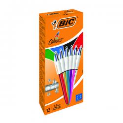 Cheap Stationery Supply of Bic 4 Colours Ballpoint Pens Medium Point Assorted (Pack of 12) 964775 BC53763 Office Statationery