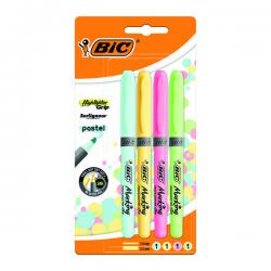 Cheap Stationery Supply of Bic Highlighter Grip Assorted Pastel (Pack of 4) 964859 BC53847 Office Statationery