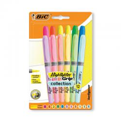 Cheap Stationery Supply of Bic Highlighter Grip Pastel Assorted (Pack of 12) 992562 BC59373 Office Statationery