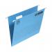 The image is of a set of 25 blue Elba Suspension Files, made of manilla and designed to hold A4 sized papers. They are neatly organized in a filing system, ready to keep important documents secure and organized.