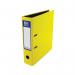 The picture shows a vibrant yellow Oxford lever arch file from Hamelin. It has a 70mm capacity and is designed to fit standard A4 paper. The files laminated surface adds durability and protection. The front cover features the brands logo and product name.