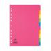 Elba 10-Part Manilla Bright Dividers 160gsm A4 Assorted 400008300 BX06426