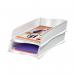 The CEP Office Solutions Letter Trays are made of a strong white plastic material and have a unique curved design called the Ellypse. These trays are perfect for organizing and storing papers and documents in any office or workspace.