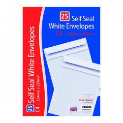 Cheap Stationery Supply of C4 Self Seal Envelopes x 25 White (Pack of 20) OBS755 CM00624 Office Statationery