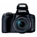 This image shows a sleek and compact Canon PowerShot SX70 HS camera, in a classic black color. The camera features a powerful zoom lens and advanced technology for high-quality photography. It also has a large display screen and easy-to-use controls.