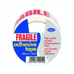 Cheap Stationery Supply of County Adhesive Tape Printed Fragile (Pack of 6) C420 CTY10993 Office Statationery