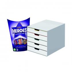 Cheap Stationery Supply of Durable Varicolor Mix 5 Drawer Unit FOC Heroes 185g DB810755 DB810755 Office Statationery
