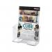 The image shows a sleek Deflecto literature holder in A5 size, meticulously crafted with crystal-clear acrylic. Its angled design allows for easy viewing of the contents while the sturdy base keeps it steady. Ideal for organizing and displaying promotions, menus, and other materials.
