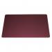 This image shows a red desk mat with a smooth surface, measuring 65x52 cm. It is designed to be durable and features a non-slip backing. The mat is suitable for use with a laptop, PC, keyboard, and mouse.