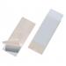 The picture shows a pack of 10 Durable POCKETFIX self-adhesive clear label sleeve pockets. Each pocket measures 150x58mm and is designed for durable filing accessories. The pockets appear transparent and can be easily attached to various surfaces. The clear label sleeve allows for easy labeling and organization of documents within the pocket. The self-adhesive feature ensures a secure hold onto folders or files.