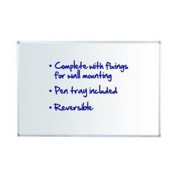 Cheap Stationery Supply of Initiative Reversible Non Magnetic Drywipe Board Aluminium Frame With Pen Tray 900 x 600mm (3x2) Office Statationery