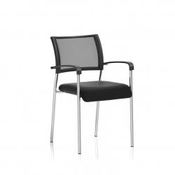 Cheap Stationery Supply of Brunswick Visitor Chair Black Fabric With Arms Chrome Frame Office Statationery