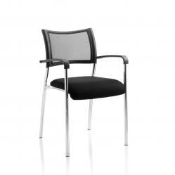 Cheap Stationery Supply of Brunswick Visitor Chair Black Fabric With Arms Chrome Frame Office Statationery