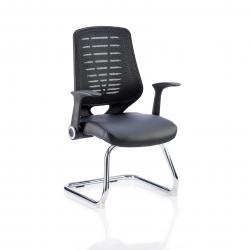 Cheap Stationery Supply of Relay Cantilever Leather Seat Black Back With Arms Office Statationery