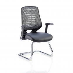 Cheap Stationery Supply of Relay Cantilever Leather Seat Silver Back With Arms Office Statationery