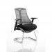 Flex Cantilever Chair Black Frame Black Fabric Seat With Grey Back With Arms BR000171
