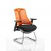 Flex Cantilever Chair Black Frame Black Fabric Seat With Orange Back With Arms BR000173